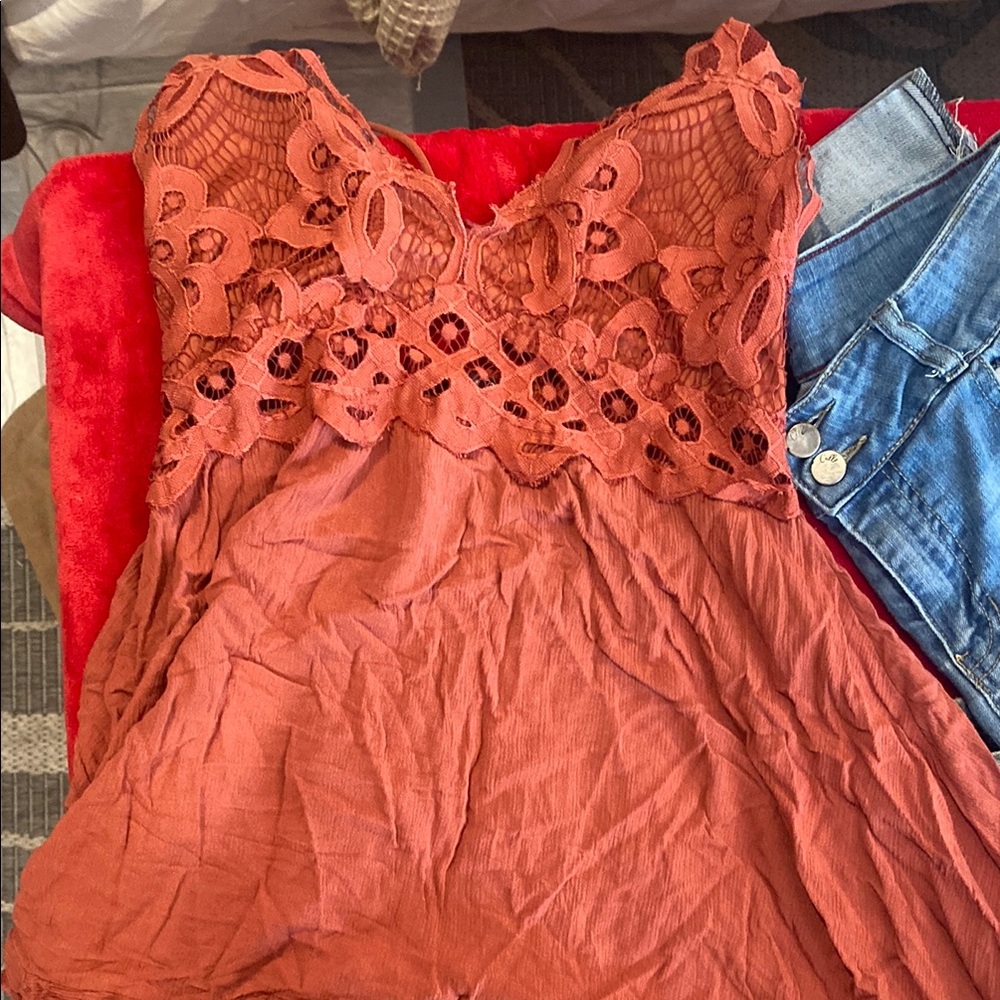 Rust Lace Top